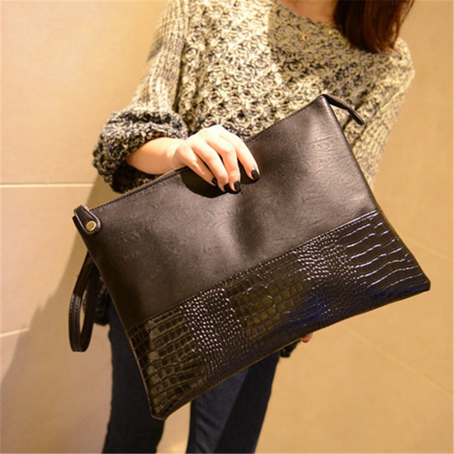 Hong Kong I Tgreg clutch bag simple large-capacity messenger shoulder bag envelope bag handbag crocodile pattern file bag
