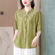 Cotton and linen shirt ladies short-sleeved summer new mother age-reducing fashion shirt loose large size ramie embroidery top