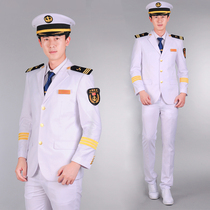  Jinhang autumn and winter mens middle-aged loose overalls seafarer captain sailor student professional white uniform plus size college
