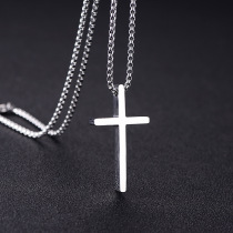 Titanium steel necklace Pendant Personality Tide Personality Tide Sweater Pendant Ornament Han Edition Student Brief Cross Accessories Woman