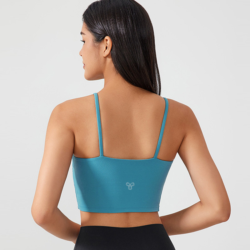 Aritzia Skin-Friendly Sports Camisole with Beautiful Back Design, Shockproof, Push-Up, Integrated Cup, Fitness Yoga Tank Top