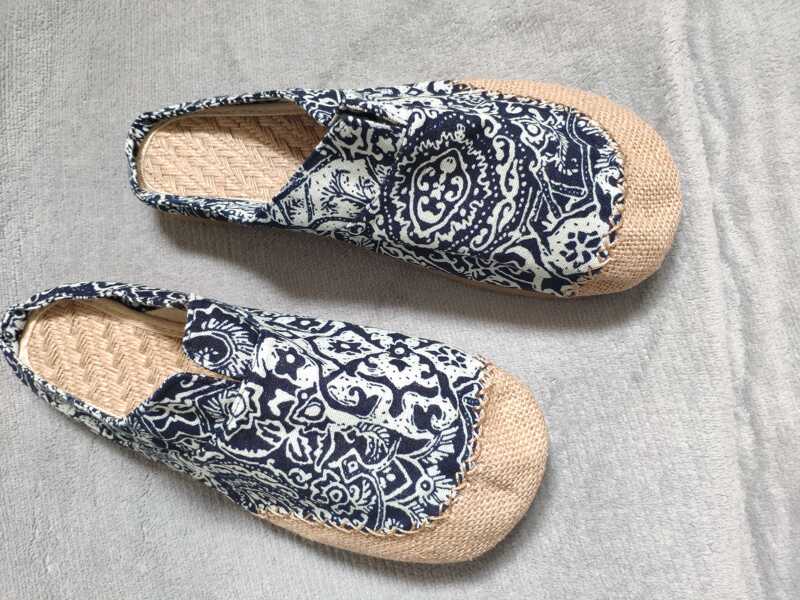 Trendy Men and Women Couples Thai Style Round Toe Large Toe Hemp Shoes Yunnan Lijiang Ethnic Style Cloth Slippers Japanese Style Fisherman Slippers