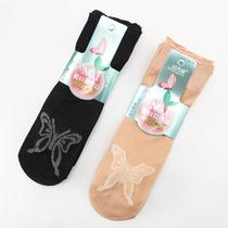 New Products Silk Socks Lady Cotton Bottom Non-slip Spring Summer Ultra Slim anti-hook Silk Butterfly New short Flesh Color Skin Color
