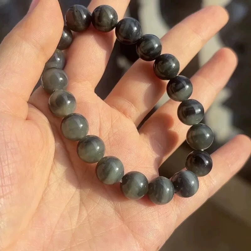 Natural Hetian Jade 10mm Xinjiang Material Blue and White Bracelet