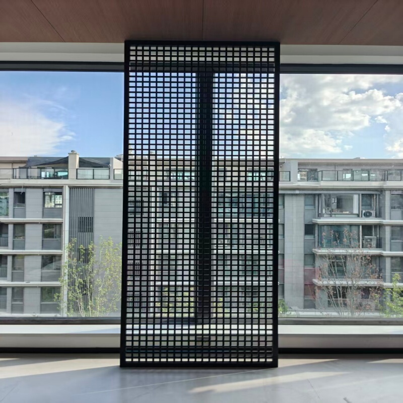 Metal Square Screen Square Tube Welded Grille Hotel Office Exhibition Hall Modern Minimalist Entrance Partition Decorative Wall