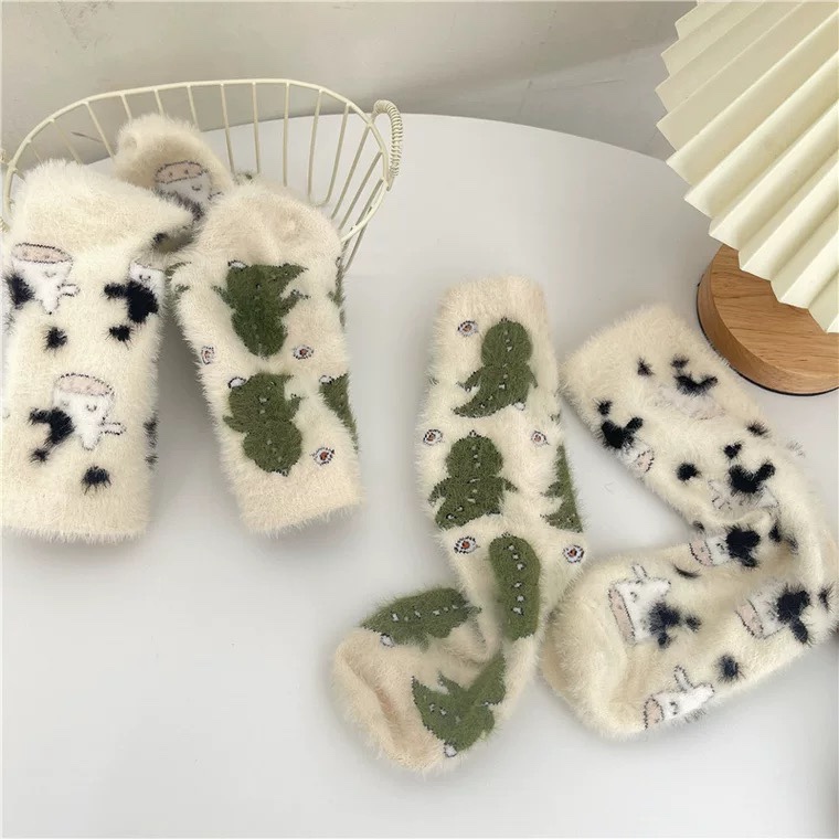 Crazy Fluffy Socks, Women's Mid-Calf Socks, Mink Velvet Thickened Warm Winter Fleece Long Socks
