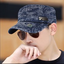 Mens baseball cap Korean version of the autumn visor cap cap Military cap Youth camouflage denim cap Flat top sun hat