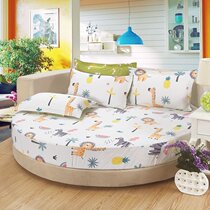 Round bed Four pieces set to make pure cotton bed Ogasawara single-piece round cotton guesthouse bed linen bed cover mattresses anti-slip protective sleeves good