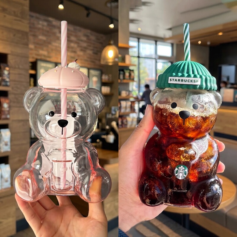 Starbucks North America Little Bear Straw Cup Straw Hat Bear Cup Cartoon Cup Popular High-Value Gift Coffee Cup