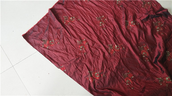 1 5 m wide dark red sequin flowers embroidered polyester fiber cloth 5-meter