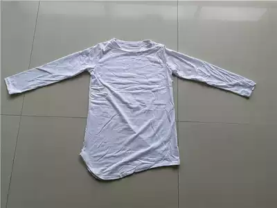 Clearance~white knitted long-sleeved T-shirt finished thin round neck underwear hem curved 3 yuan piece