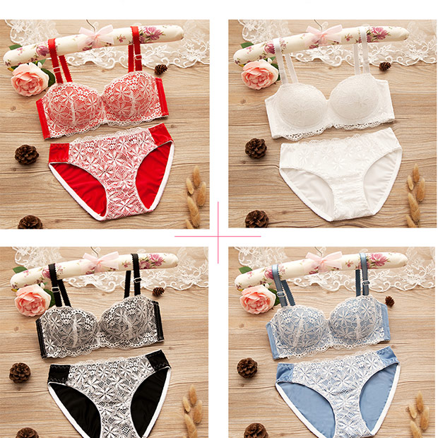 Mùa hè thoải mái White Girl Bra Sexy Lace Bộ sưu tập ngọt ngào Bộ đồ lót thêu dễ thương Bộ mỏng thời trang công sở nữ cao cấp