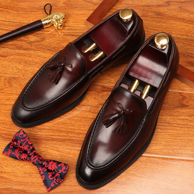 Inglén Genuine Leather Lefu Shoes Men's Leather Shoes Solid Specific Set Foot Sloth Shoes Casual Streaming Sui Foot foot Tide Men Shoes