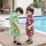 Рубашка для мальчиков, ретро пляжный детский комплект, коллекция 2023, подходит для подростков, пляжный стиль