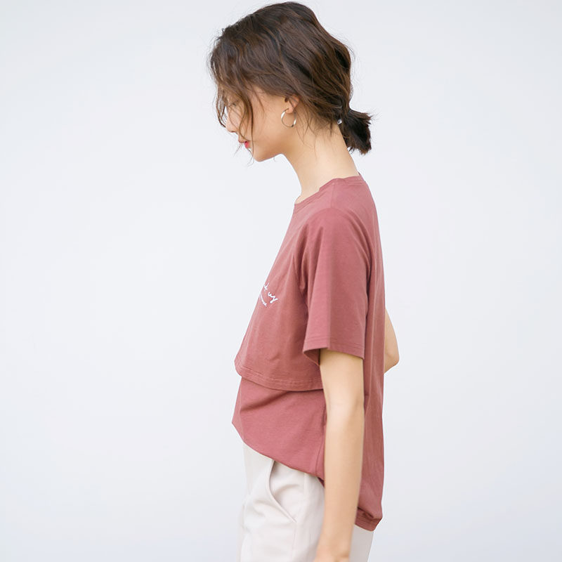 Breast-feeding clothes out summer fashion moon breast-feeding clothes wear hot mother short-sleeved pregnant woman T-shirt breast-feeding coat