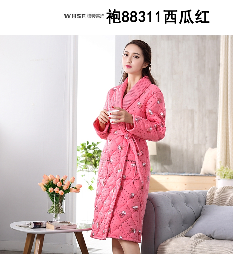 Đồ ngủ nam mùa đông cotton dày áo choàng bông áo choàng mùa thu và mùa đông mô hình bông cộng với bông mùa đông nam áo ngủ dịch vụ nhà đồ bộ pijama