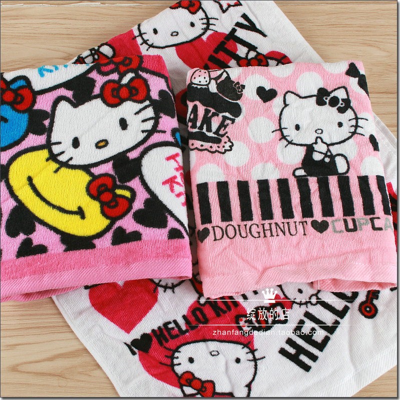 The pawn recommends foreign trade export original cotton cutting powder tenderly girl Katie Cat Cartoon Towel towel thin