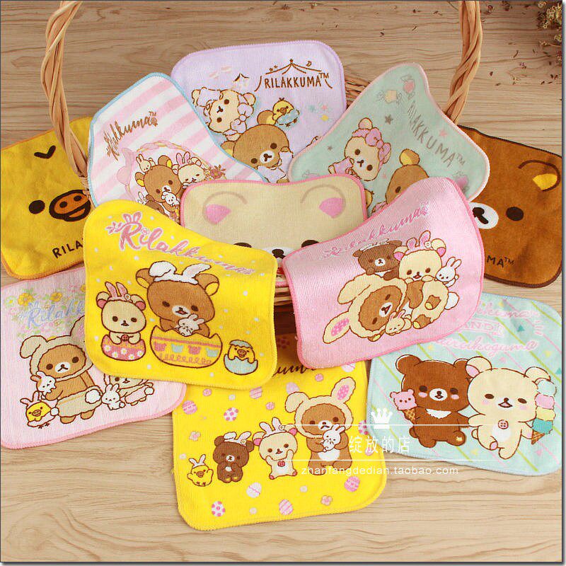 New arrival on the foreign trade export original pure cotton printing Rilakkuma cartoon mini square towel handkerchief saliva towel
