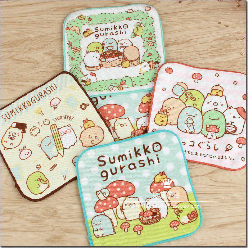 New Recommended Foreign Trade Raw Single Pure Cotton Cut Suede Printed Corner Bio Mini Saliva Towel Handkerpa Small Size Cut Mark