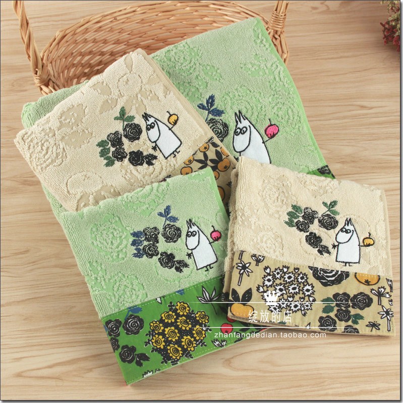 The new recommended foreign trade export to Japan original single Moomin hippopotamus loquat pure cotton side matching matching cartoon generous towel