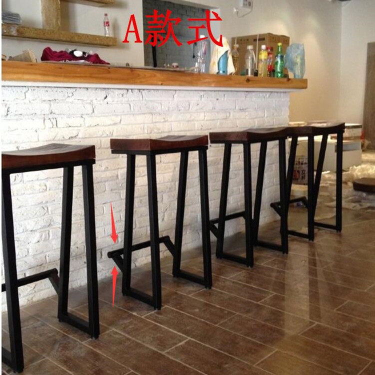 European iron bar chair chair café creative high chair solid wood high footstool front chair retro bar