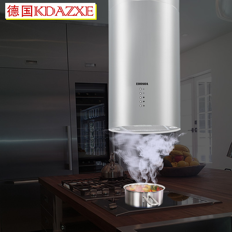 German middle island range hood cylindrical ceiling type island table home open kitchen top suction suction suspension hood