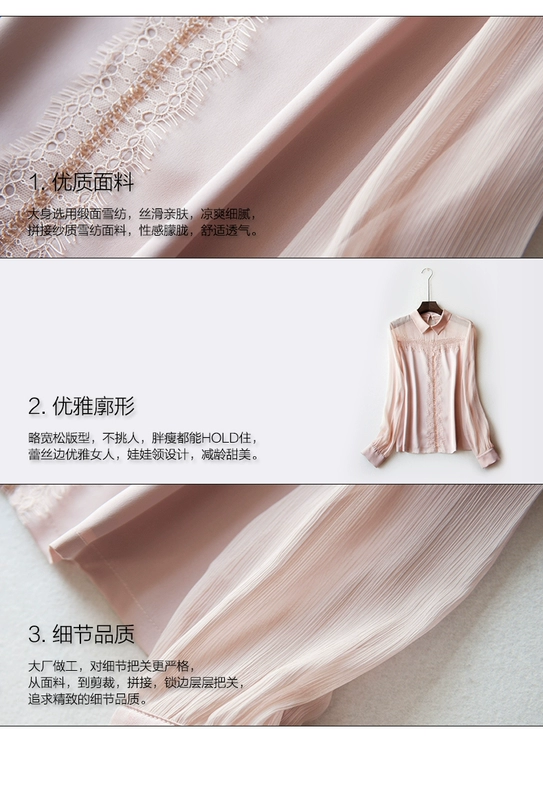 2019 phụ nữ mới mùa xuân áo sơ mi nhỏ áo sơ mi dài tay voan ren áo sơ mi cổ áo lỏng lẻo cổ áo sơ mi nữ