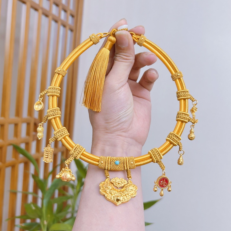 Baby's First Birthday Double-Layer Braided Necklace with Gold Lock and Lanyard, Baby's Full Month Celebration, 100 Days Celebration, Longevity Lock, Brocade Lock, Braided Rope Baby's First Birthday Double-Layer Braided Necklace with Gold Lock and Lanyard, Baby's Full Month Celebration, 100 Days Celebration, Longevity Lock, Brocade Lock, Braided Rope