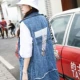 Mùa xuân và mùa thu 2021 mặc áo vest denim dài trên đầu gối của phụ nữ Áo khoác của phụ nữ Âu Mỹ là xu hướng áo ghi lê in cá nhân và mỏng - Áo vest