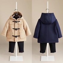 Clip cotton thickened autumn and winter style childlike childrens goat horns buttoned sumpsuit male and female childrens baby wool great coat jacket