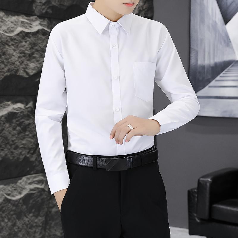 Autumn and Spring Long-Sleeved Shirts for Men, Black Shirts with Pockets, Business Formal Wear, Solid Color Gray Men's Work Shirts, White Shirts Autumn and Spring Long-Sleeved Shirts for Men, Black Shirts with Pockets, Business Formal Wear, Solid Color Gray Men's Work Shirts, White Shirts