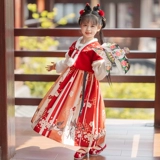 Зимнее детское красное ханьфу для девочек, китайский стиль, коллекция 2022, увеличенная толщина