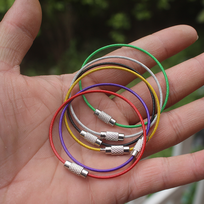 Color PVC stainless steel traveler wire ring wire rope key ring key ring key ring tag hanging buckle