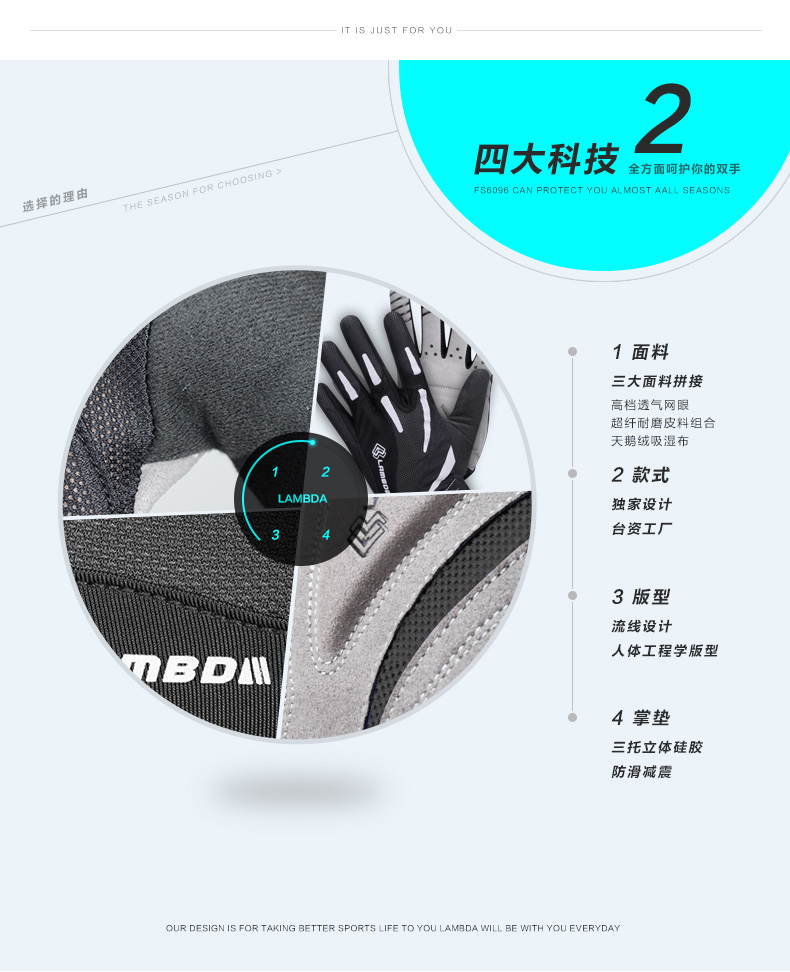 Gants pour vélo mixte LAMBDA - Ref 2255379 Image 28