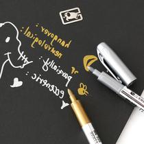 Gold and silver paint notepaper pen Sign-in signature pen DIY Greeting card album photo black cardboard Metal high-gloss pen