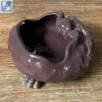 Supreme Room Japanese Return Zhen Ge Xiangshan Persimmon Glaze Lion Shape Jianshui Brush Washer Incense Burner