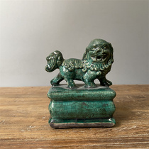 Premium Room Return to Japan Edo Period Green Glazed Ancient Pottery with Lion Drops