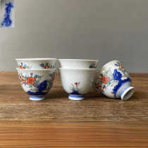 Premium Room Japan Returns Kakiemon Nishiki Painted Taihu Stone Peony Fried Tea Cup Five Guests Two guests have defects