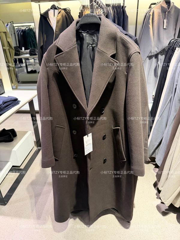 New Arrivals in October Zara Domestic Purchasing Agent Men's Clothing Wool Double-Breasted Coat with Belt 2949756