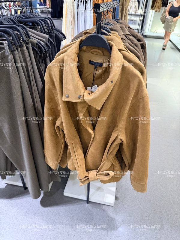 New Arrivals in September Zara Domestic Purchasing Agent Women's Long-Sleeved Stand-Up Collar Jacket with Belt and Suede Effect 4344650 New Arrivals in September Zara Domestic Purchasing Agent Women's Long-Sleeved Stand-Up Collar Jacket with Belt and Suede Effect 4344650