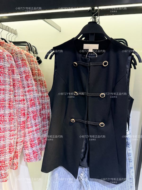 September Zara Domestic Purchasing Agent Women's Clothing Sleeveless Round Neck Black Napoleon Vest Top 1478350 800