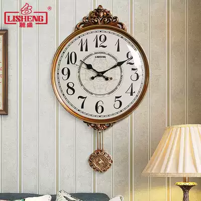 Lisheng European wall clock living room creative clock atmospheric art wall clock retro home pendulum clock large silent clock
