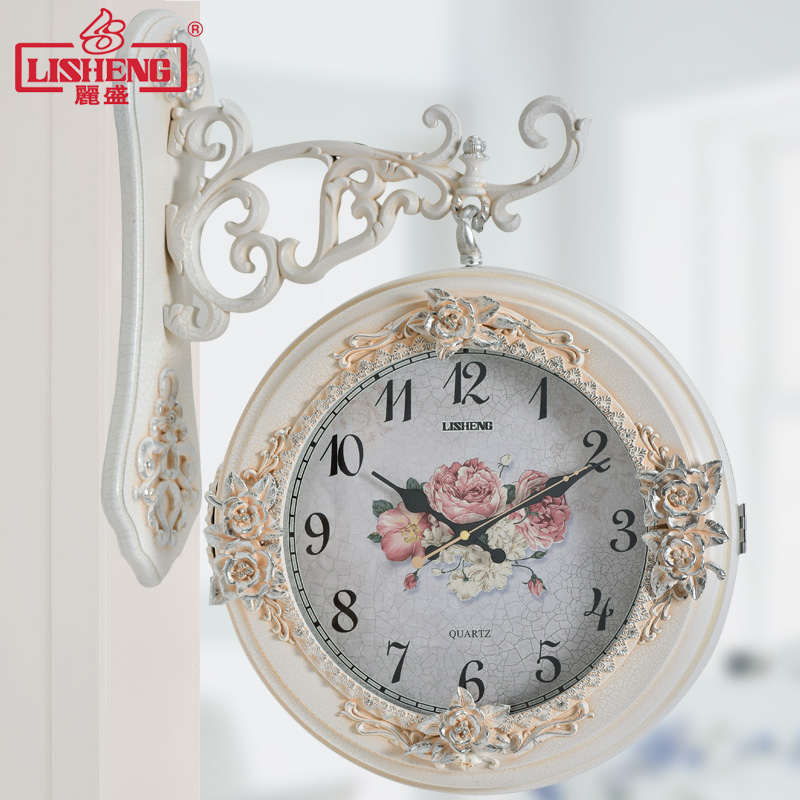 Lisein Eurostyle Fields Brief bifacial hanging clock Living room Fashion muted bifacial hanging table Modern Creative Decorative Clock