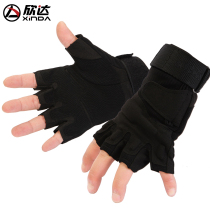 Xinda outdoor Mountaineering Rock climbing speed drop tactical non-slip gloves male wear-resistant protective half-finger riding protective gloves