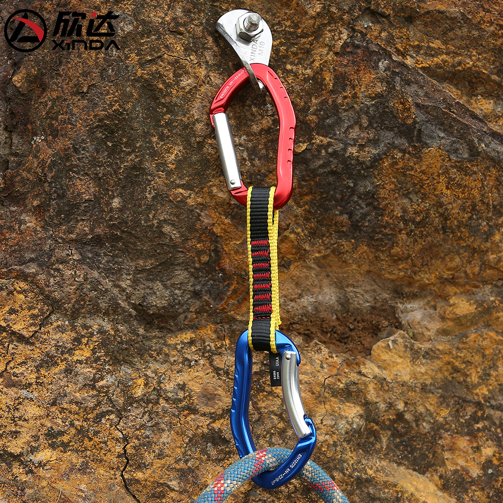 Xinda flat belt fast hanging climbing tool straight bending door professional outdoor carabiner protection main lock climbing safety lock