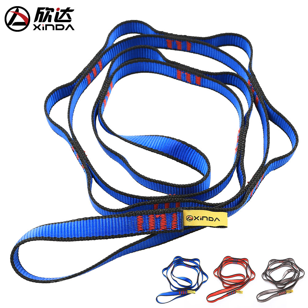 Xinda outdoor mountain climbing chrysanthemum rope nylon flat band aerial yoga hammock chrysanthemum rope load bearing flat belt ring equipment