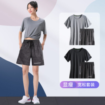Sports set womens summer quick-drying loose running clothes short sleeve top fitness clothes large size 2021 new shorts
