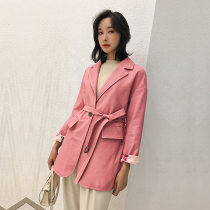 KC home new imported vegetable tanned leather leather womens sheepskin jacket leather jacket pink casual white