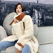 KC home genuine leather fur motorcycle clothing womens imported Basha wool fur one-piece winter new jacket