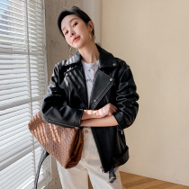 KC home Italy NAPPA cowhide Japan YKK zipper short leather leather womens loose jacket jacket